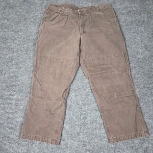 Polar King by Key Mens Brown Flannel Lined Double Knee Duck Canvas Work Pants 40